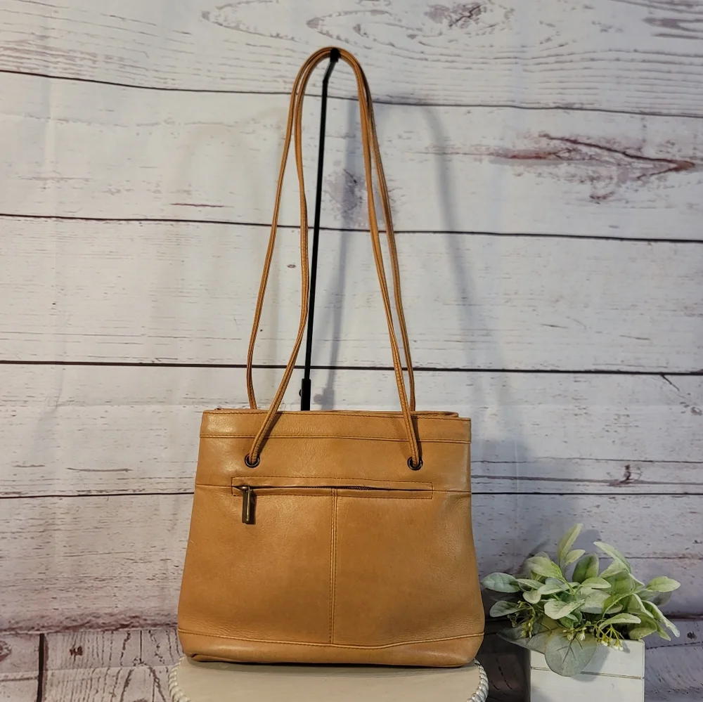 Wilsons Leather Vintage  Elegant Tan Leather Tote Bag - Picture 2 of 9
